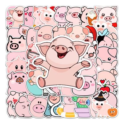 10/50/60PCS Creative Kawaii Self-made Pink Pig Stickers DIY Craft Photo Albums Beautiful Decorative Cartoon Animal Sticker Stickers Labels