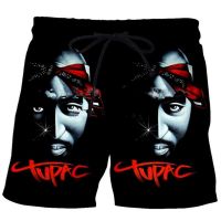 Rapper Tupac Amaru Shakur 2pac 3D Printed Beach Shorts Pants Men Drawstring Shorts Elastic Fashion Casual Cool Ice Shorts Male