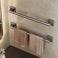 ✇₪♂ Towel Holder Space Aluminum No Drilling Bathroom Towel Organizers Self-adhesive Towel Bar Bathroom Shelves Hand Towel Bar