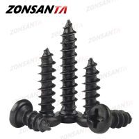 ZONSANTA Pan Round Head Self tapping Screw M1.2 M1.4 M1.7 M2 M2.2 M2.6 M3 M3.5 M4 Small Carbon steel Cross Phillips Black Screw