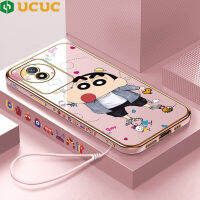 เคส UCUC เคสสำหรับ Vivo Y02A Vivo Vivoy02t Vivoy02a Y02T เคสโทรศัพท์แบบน่ารักการ์ตูนดินสอสีชินจันชุบฝาหลังนิ่ม