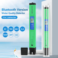 เครื่องทดสอบคุณภาพน้ํา 5 in 1 Digital EC TDS SALT SG TEMP Detector Bluetooth APP Control