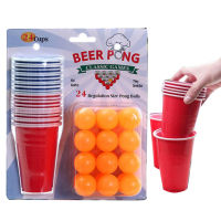 1 Set Entertainment Fun Ping Pong Game Party Throwing Drinking Game Props Beer Pong Set 24 Cups Yellow Ping Pong Balls