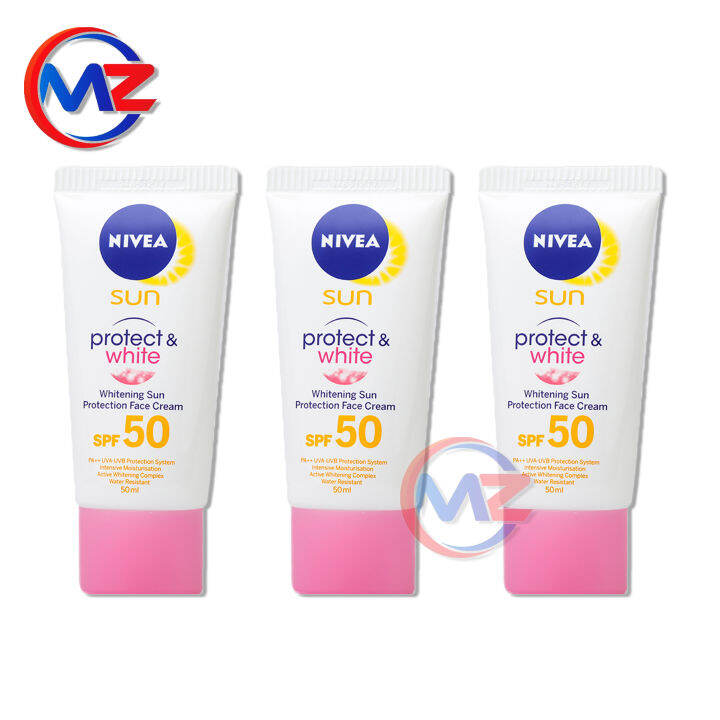 ( SET OF 3 ) NIVEA Sun Protect & White Whitening Sun Protection Face Cream SPF50 100ml Lazada PH