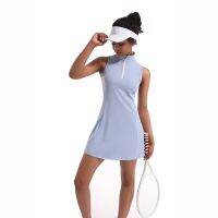 CUGOAO Fashion 2pcs Golf Dress Set with Shorts for Women Solid Sleeveless Badminton Tennis Dresses Outdoor Fitness Sportsewear