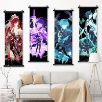 【CW】▫☊  Wall Anime Canvas Genshin Xiao Pictures Painting Rosaria Eula Print Poster Bedroom Hanging Scrolls