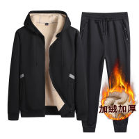 Mens Sets Tracksuit Men Lamb Cashmere Winter Wool Hooded Sweatshirt Thick Warm Sportswear Male Suit Two Piece Set Casual Sets