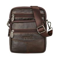 Mens Leather Messenger Bag Male Business Satchels Multi-Pockets Shoulder Bag Genuine Leather Crossbody Belt Packs Phone Pouch