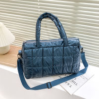 Casual Quilted Padded Women Handbags Waterproof Nylon Shoulder Crossbody Bags Down Cotton Shopper Purses Large Tote 2021 Winter