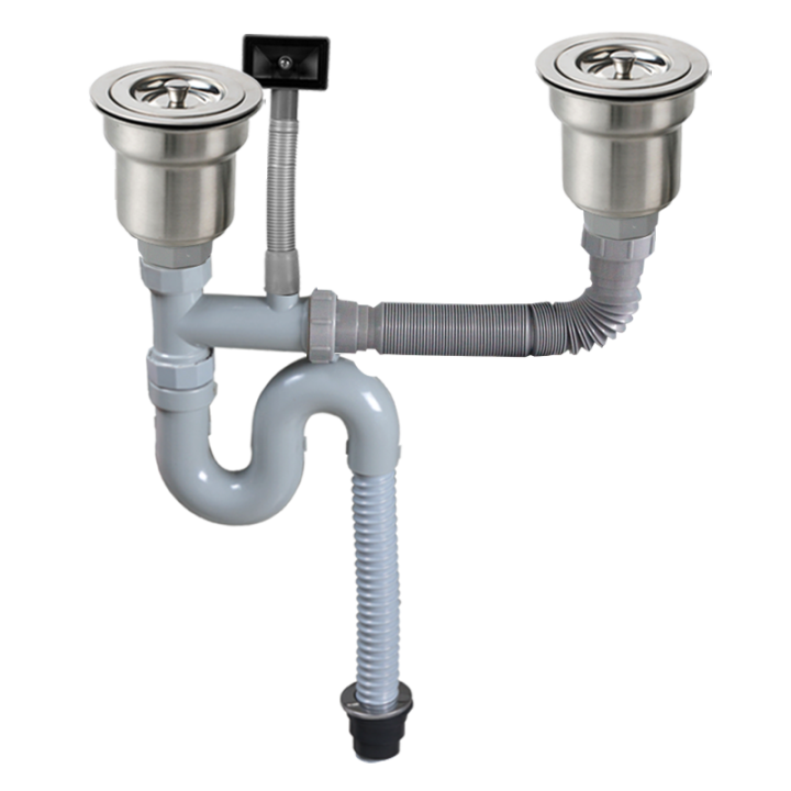 Talea Double Sink Vertical Type with Overflow Pipe Kit Basin Waste Set