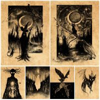 Black Cats Bats And Wandering Ghosts Wall Art Canvas Painting Night Witches And Cats Flying On Broomsticks Art Print Decoration Wall Décor