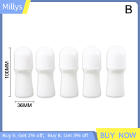 Millys 5ชิ้น30มล. พลาสติกม้วนเปล่าบนขวดน้ำมันหอมระเหยยาเติมได้