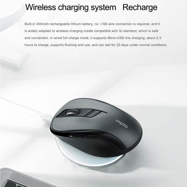 rapoo-m500w-usb-support-bluetooth-2-4g-wireless-charging-gaming-mute-mouse-1600-dpi-6-buttons-programmable-for-office-mice-pc