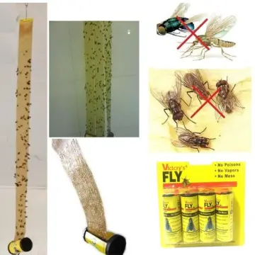 50PCS Sticky Fly Strips, Fly Paper Roll Hanging, Fly Tape Trap Ribbon, Gnat  Mosquito Catcher Killer Indoor&Outdoor Sticky Fly Strips 