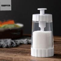 SHENYIA ถังเครื่องปรุงพลาสติกแบบกด0.5G ภาชนะบรรจุเครื่องปรุงกระปุกใส่เกลือเชิงปริมาณสำหรับบาร์บีคิว