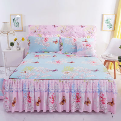 เตียงเกาหลีกระโปรง King Queen ขนาดผ้าปูเตียงแบบพอดี5/6ฟุตผ้าคลุมฟูกผ้าคลุมเตียง (ไม่รวมปลอกหมอน)