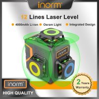 Inorm สายสีเขียวเลเซอร์3D 12เส้นปรับระดับด้วยตัวเอง,เลเซอร์ลำแสงที่มีประสิทธิภาพสำหรับ ° แนวนอนและแนวตั้ง