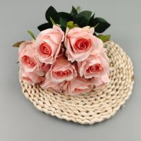【DT】 hot  Artificial Pink Roses Simulation Silk Bouquet Wedding Bridal Bouquets Home Living Room Table Decoration Photography Props Flower