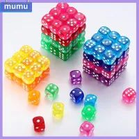 MUMU 100PCS/Set สีที่เลือกได้ ลูกเต๋า6ด้าน 14mm ครับ D6 16 ลูกเต๋าเกม ของใหม่ อะคริลิค ลูกเต๋า DND ตารางเกมกระดานปาร์ตี้ DND