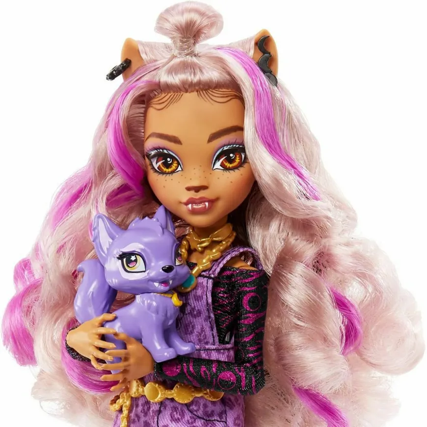 Monster High Clawdeen Wolf Fashion Doll with Purple Streaked Hair,  Accessories & Pet Dog