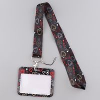 （ใหม่） JF1486สีดำรักสายคล้องคอ Lanyards สำหรับบัตรประชาชนที่สำคัญยิมโทรศัพท์มือถือสาย USB ผู้ถือป้ายเชือกจี้พวงกุญแจของขวัญคู่