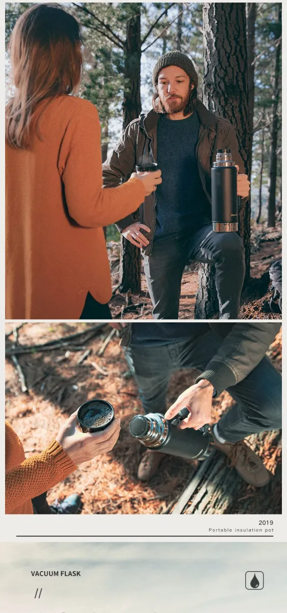 Naturehike 1250ML/2200ML Large Capacity Vacuum Flask Sport Bottle 304 Stainless Steel Outdoor Thermos Bottle Camping Hiking Thermos Cup