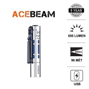 Đèn pin mini kiêm fidget ACEBEAM RIDER RX màu bạc độ sáng 650 lumen chiếu