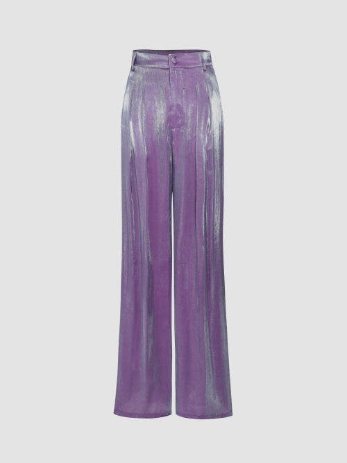 Cider Metallic Stitch Wide Leg Trousers Lazada PH