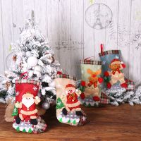 Christmas Linen Stockings Socks 3D Snowman Santa Xmas Candy Gift Bag Tree Hanging Ornament New Year Navidad Party Decoration Socks Tights