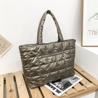 2021 Winter Fashion Woman Big Handbag Space Pad Cotton High Capacity Totes Soft Female Shopper Quilted Nylon Shoulder Bags