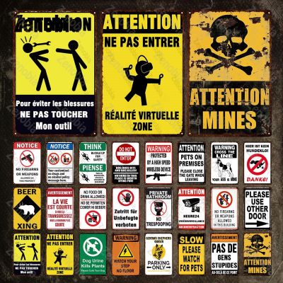 【YF】✳  Warning Metal Sign Attention Mines Tin Signs Your No Floor Quote Poster Plate Plaque