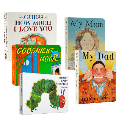 Imported English original picture book 5 hungry caterpillar Eric Carle My father my dad mother my mum guess how much I love you goodnight moon Liao Caixing book list childrens English Enlightenment paperboard book