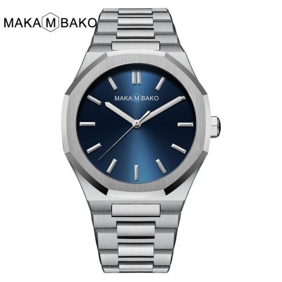 Luxury Stainless Steel Band Mens Watch Fashion Blue Green Dial Japan Movement Quartz Wrist Watch Waterproof Male Clock