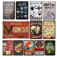 Vintage Coffee Menu Metal Poster Tin Sign Retro Tiki Bar Open Metal Plaque Signs Wine Art Wall Stickers Bar Pub Man Cave Decor