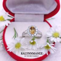 S6401 แหวนพลอยซิทรีนแท้ ( Citrine ) ตัวเรือนเงินแท้925 ชุบทองคำขาว มีไซส์ 45 - 64 แจ้งไซส์ก่อนสั่งซื้อนะคะ