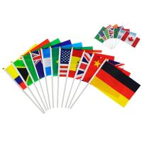 ♞✢ 32 Countries Hand Waving Flag 10pcs QAT Hand Flag 14x21cm polyester Small Hand Waving Flag With Plastic Flagpole for Decoration