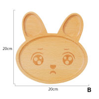 Visual Touch Lovely Cartoon Rabbit Wood Plate With Divided Tray Appetizer Platter Dinner Plate Kid Dessert Fruit Dishes