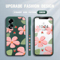 เคสโทรศัพท์สำหรับ OPPO A38 A18เคสโทรศัพท์ลายการ์ตูนกลีบดอกไม้สีชมพูเคสป้องกันแบบปลอกซิลิโคนน้ำรูปแบบขอบสี่เหลี่ยม