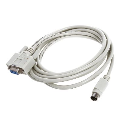 4X DB9P to 8P Mini Din RS232 Download Cable White 8.2 Ft for PLC DVP-EH