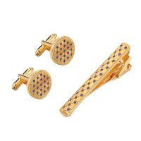 Low-Key Luxury Crystal Cufflinks for Mens Ma Gold Color Cuff links and Tie Clip Set Wedding Groom CuffLink Relojes Gemelos