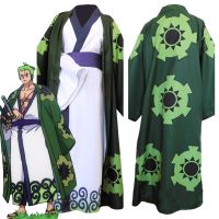 Anime Roronoa Zoro Cosplay Costume Wano Kuni Country Kimono Robe Full Suit Outfits Halloween Carnival Suit