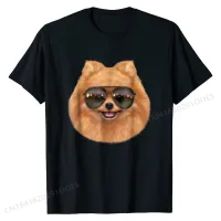 พิมพ์พิเศษผู้ชายรอบคอเสื้อยืด pomeranian Dog สวม Swag Aviator แว่นตากันแดด TShirt เสื้อ Hop ที่กำหนดเองผ้าฝ้าย Mens tshirts