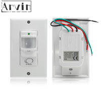 110V ~ 220V ON OFF AUTO Wall Mount Motion Sensor Switch เครื่องตรวจจับสวิตช์อินฟราเรด PIR อัตโนมัติพร้อม9M Max