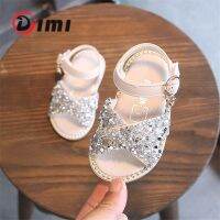 DIMI 2023 New Girl Baby Sandals Sequin Rhinestone Little Girl Princess Sandals 0-3 Year Summer Toddlers Shoes Flat Soft