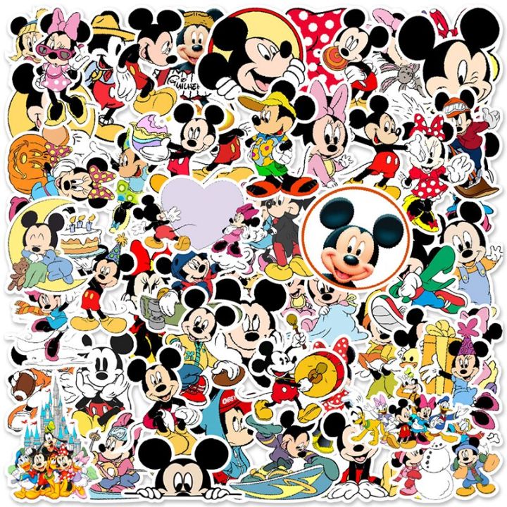 50pcs-disney-stickers-mickey-mouse-princess-frozen-toy-story-turning-red-encanto-waterproof-guitar-motorcycle-luggage-sticker