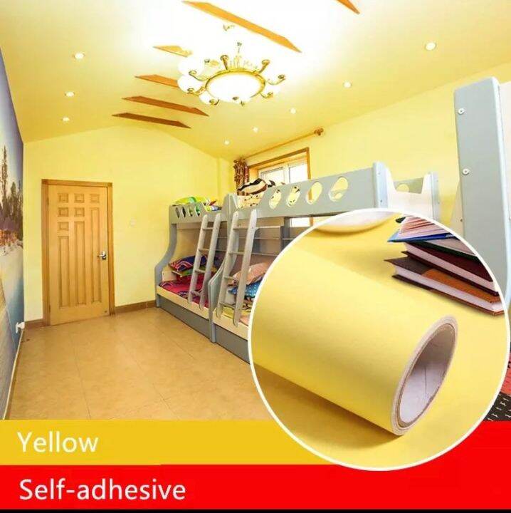 Wallpaper Sticker Dinding Motif Polos Kuning Elegan Lazada Indonesia