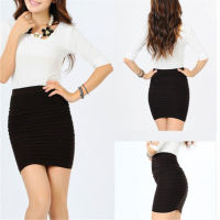 【CW】Summer Elasticity Short Pleated Skirt High Waist Tight Comfort Bodycon Skirts Multi-Color Bag Hip Black Nightclub Miniskirt