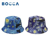 {You have a hat} Bocca หมวกถังกลางคืนลายดวงดาว,หมวกแก๊ปสองด้านหมวกทรงถังสองด้านใส่กลับด้านได้หมวกชาวประมงแฟชั่นฮิปฮอป