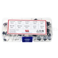 ❁ 90pcs 10Values 1N4148-10A10 1N4007 1N5819 1N5408 1N5822 SR3100 SR5100 HER303 6A10 Rectifier Diode Bridge Assorted Kit Set