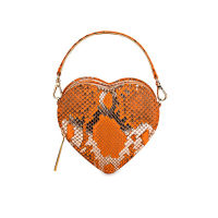 [SUVIMOL] Tiny Heart Bag - Limited Foil Bronze on Orange PYTHON กระเป๋าจิ๋วทรงหัวใจสี่เหลี่ยมงูสีฟอยบรอนซ์บนส้ม